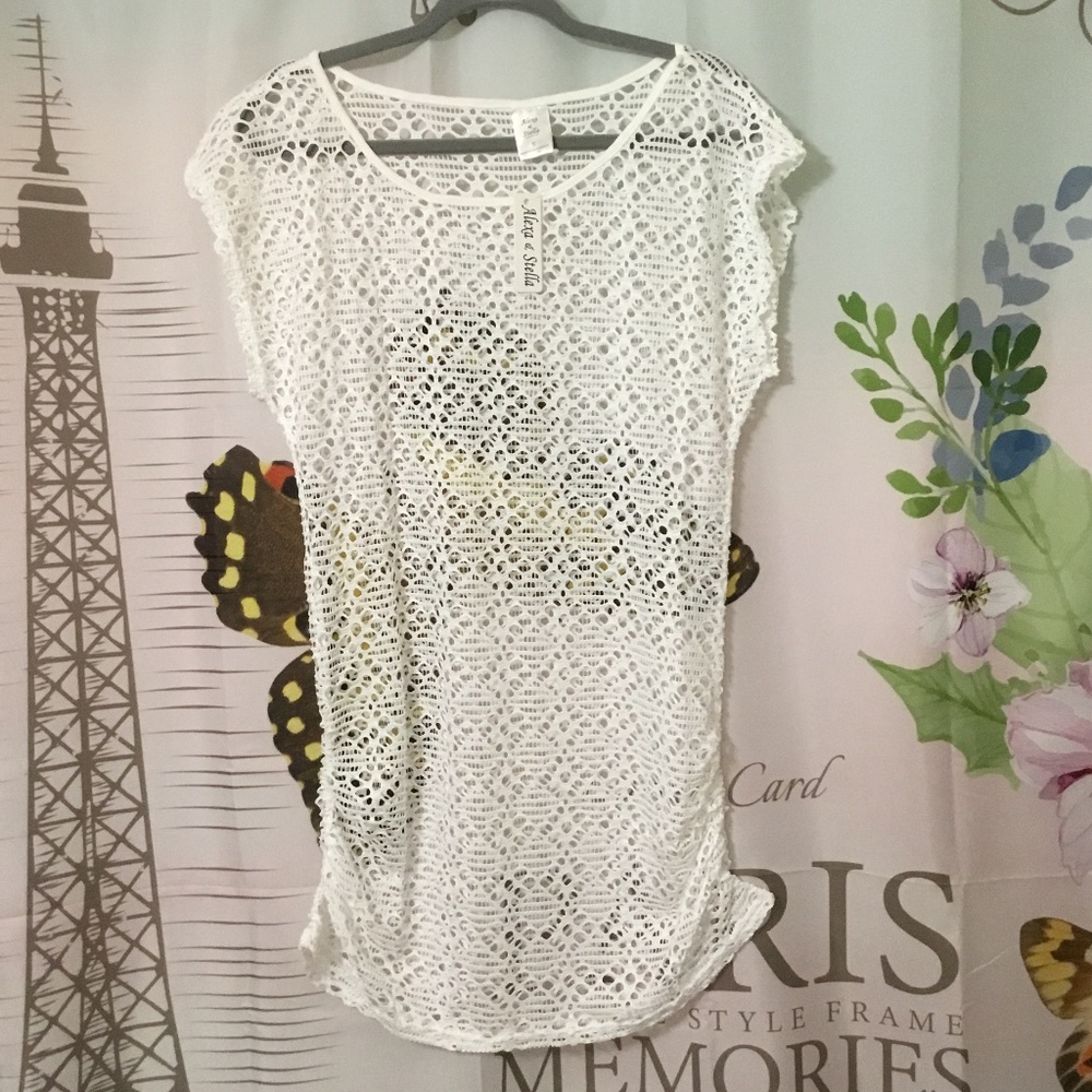 Alexa and Stella Open Knit Sleeveless Lightweight White, NWT Swim Suit Cover-Up